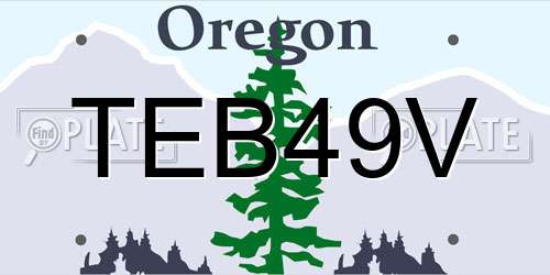 TEB49V Oregon License Plate