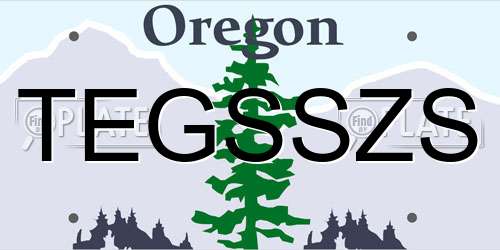 TEGSSZS Oregon License Plate