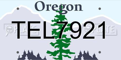 TEL7921 Oregon License Plate