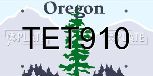 TET910 Oregon License Plate