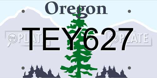 TEY627 Oregon License Plate