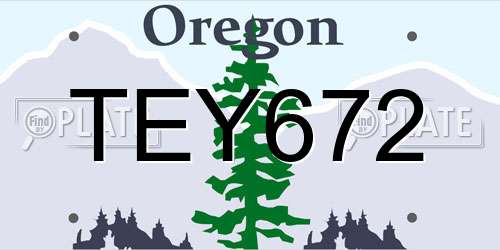 TEY672 Oregon License Plate
