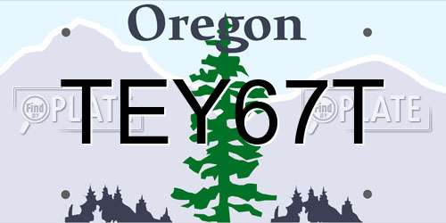 TEY67T Oregon License Plate