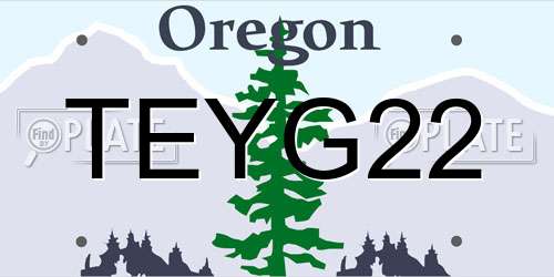 TEYG22 Oregon License Plate