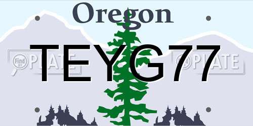 TEYG77 Oregon License Plate