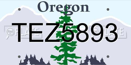 TEZ5893 Oregon License Plate