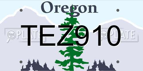 TEZ910 Oregon License Plate