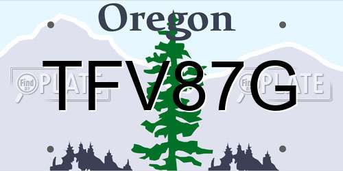 TFV87G Oregon License Plate