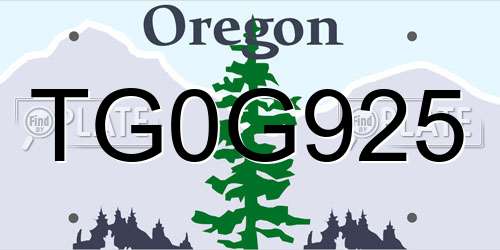 TG0G925 Oregon License Plate
