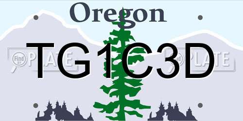 TG1C3D Oregon License Plate