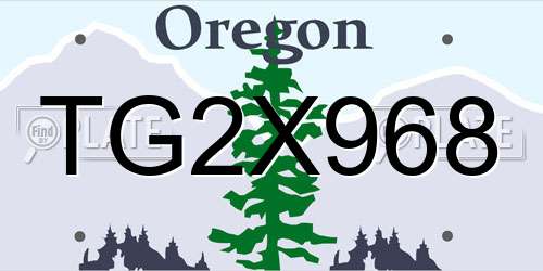 TG2X968 Oregon License Plate