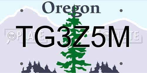 TG3Z5M Oregon License Plate