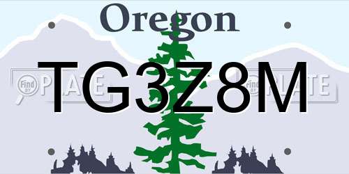 TG3Z8M Oregon License Plate