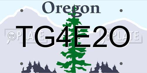 TG4E2O Oregon License Plate