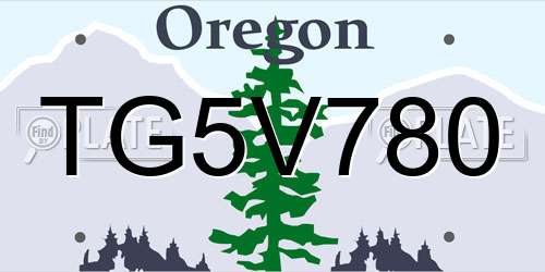 TG5V780 Oregon License Plate