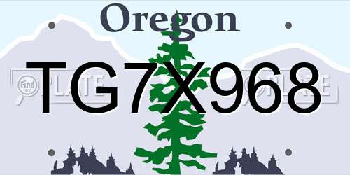 TG7X968 Oregon License Plate
