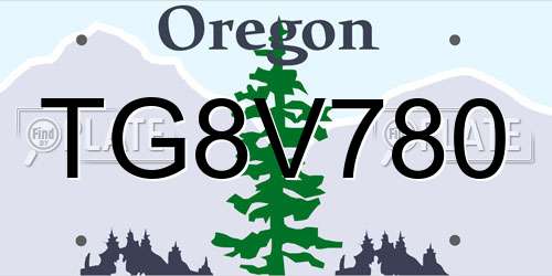 TG8V780 Oregon License Plate
