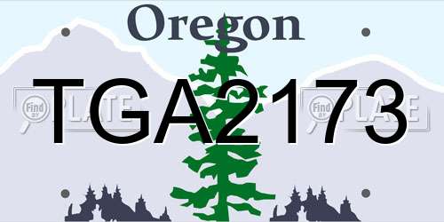 TGA2173 Oregon License Plate