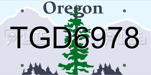 TGD6978 Oregon License Plate