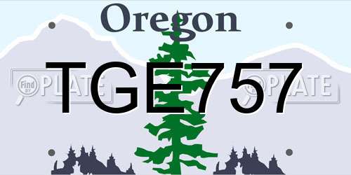 TGE757 Oregon License Plate