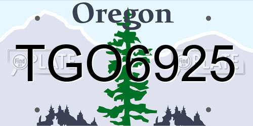 TGO6925 Oregon License Plate