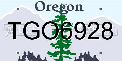 TGO6928 Oregon License Plate