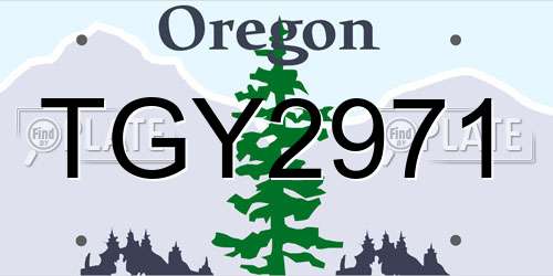 TGY2971 Oregon License Plate