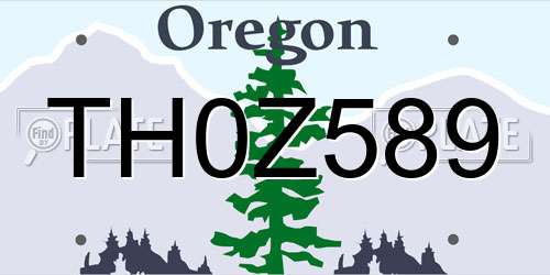TH0Z589 Oregon License Plate
