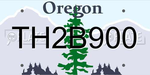 TH2B900 Oregon License Plate