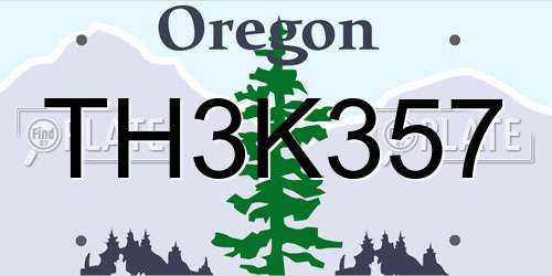 TH3K357 Oregon License Plate