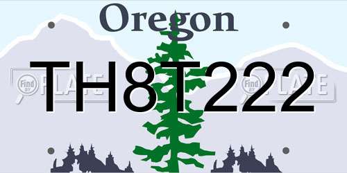 TH8T222 Oregon License Plate
