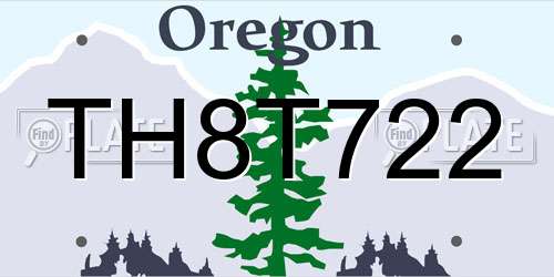 TH8T722 Oregon License Plate
