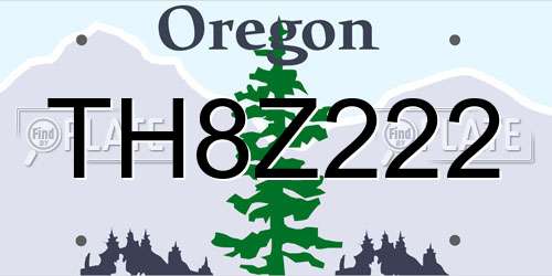 TH8Z222 Oregon License Plate