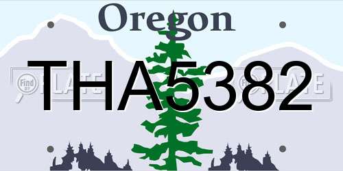 THA5382 Oregon License Plate