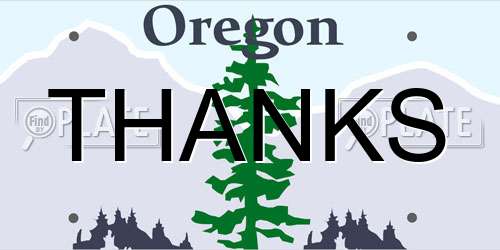 THANKS Oregon License Plate