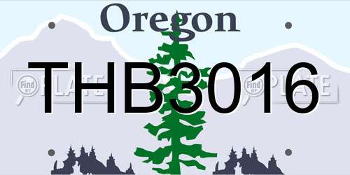 THB3016 Oregon License Plate