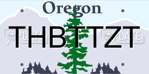 THBTTZT Oregon License Plate