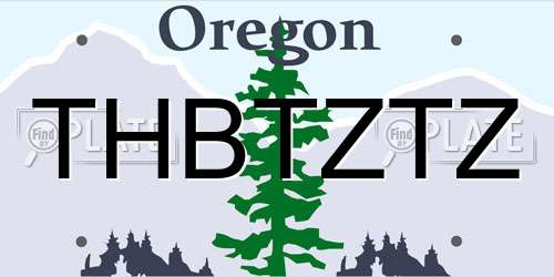 THBTZTZ Oregon License Plate