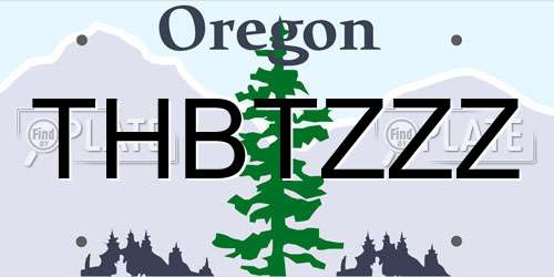 THBTZZZ Oregon License Plate