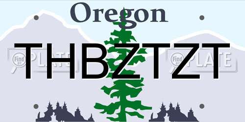 THBZTZT Oregon License Plate