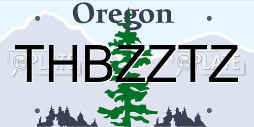 THBZZTZ Oregon License Plate