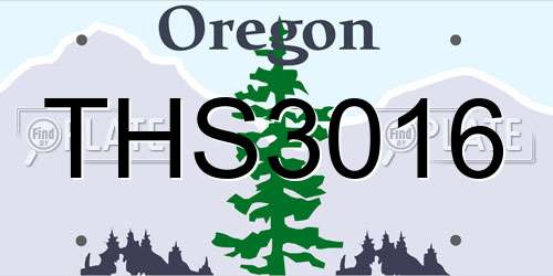 THS3016 Oregon License Plate