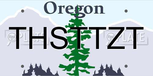 THSTTZT Oregon License Plate