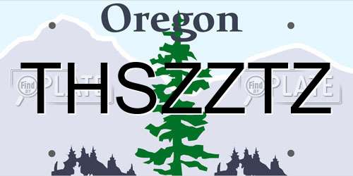 THSZZTZ Oregon License Plate