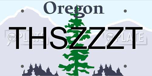 THSZZZT Oregon License Plate