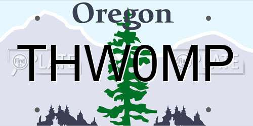 THW0MP Oregon License Plate