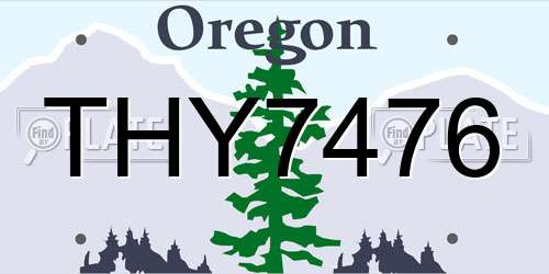 THY7476 Oregon License Plate