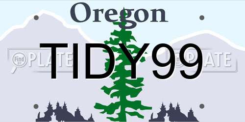 TIDY99 Oregon License Plate