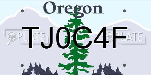TJ0C4F Oregon License Plate
