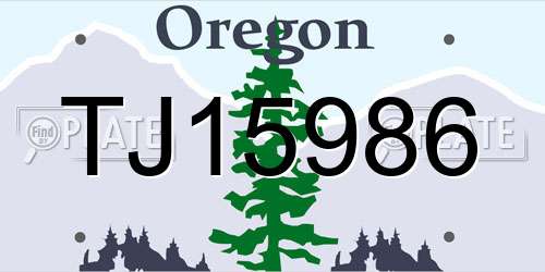 TJ15986 Oregon License Plate